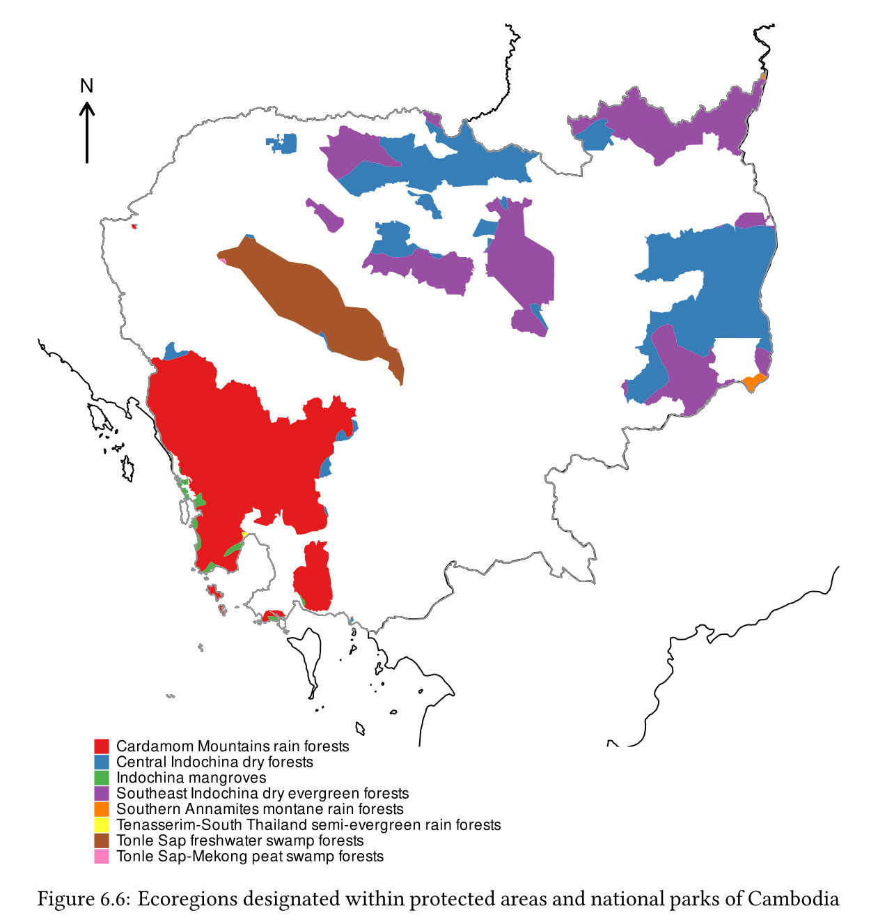 Open Geospatial Data for Sustainability:Exploring and visualising with R: Biodiversity Conservation/Ecoregions: Ecoregions designated within protected areas and national parks of Cambodia