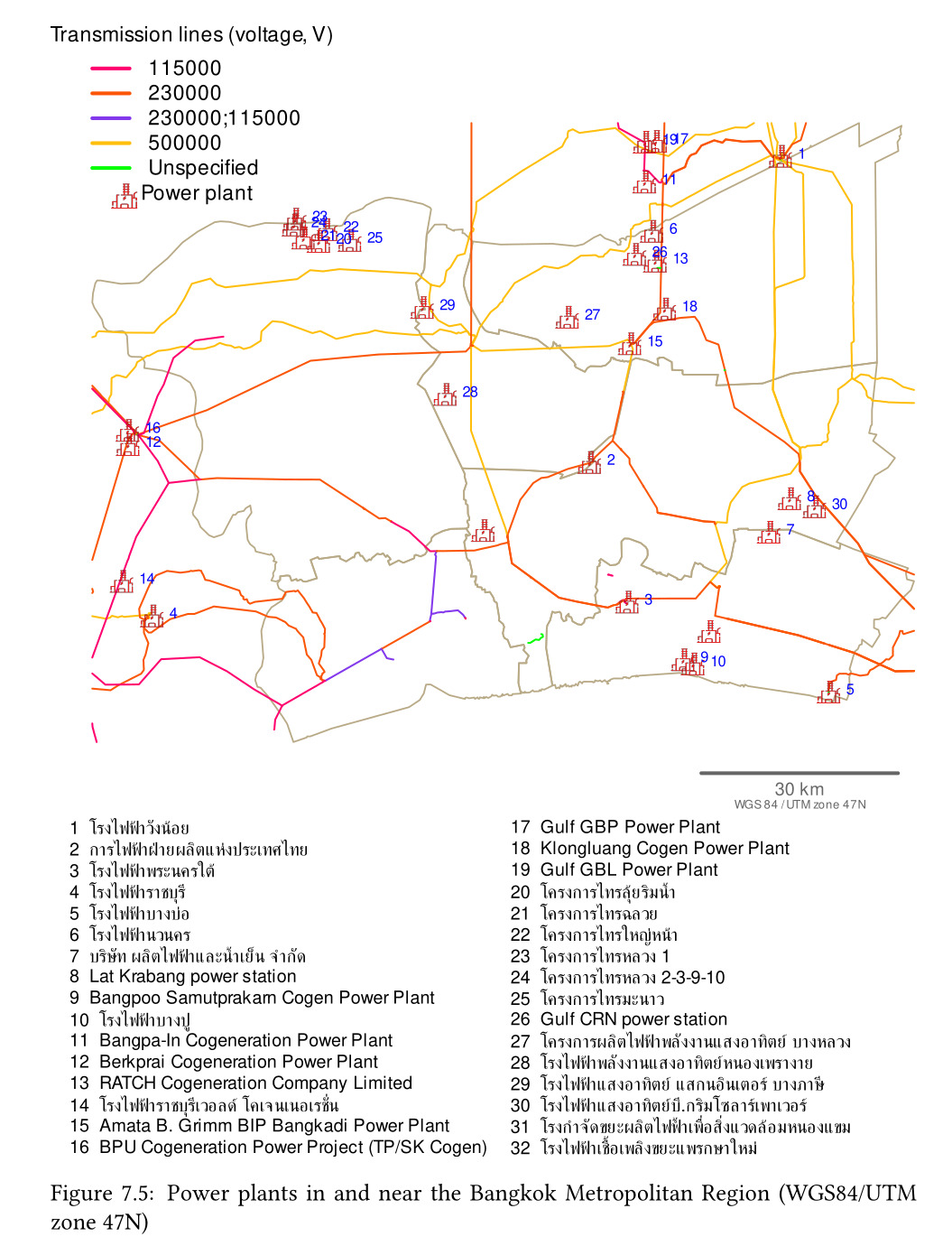 Open Geospatial Data for Sustainability:Exploring and visualising with R: Infrastructure: Power plants in and near the Bangkok Metropolitan Region (WGS84/UTM zone 47N)