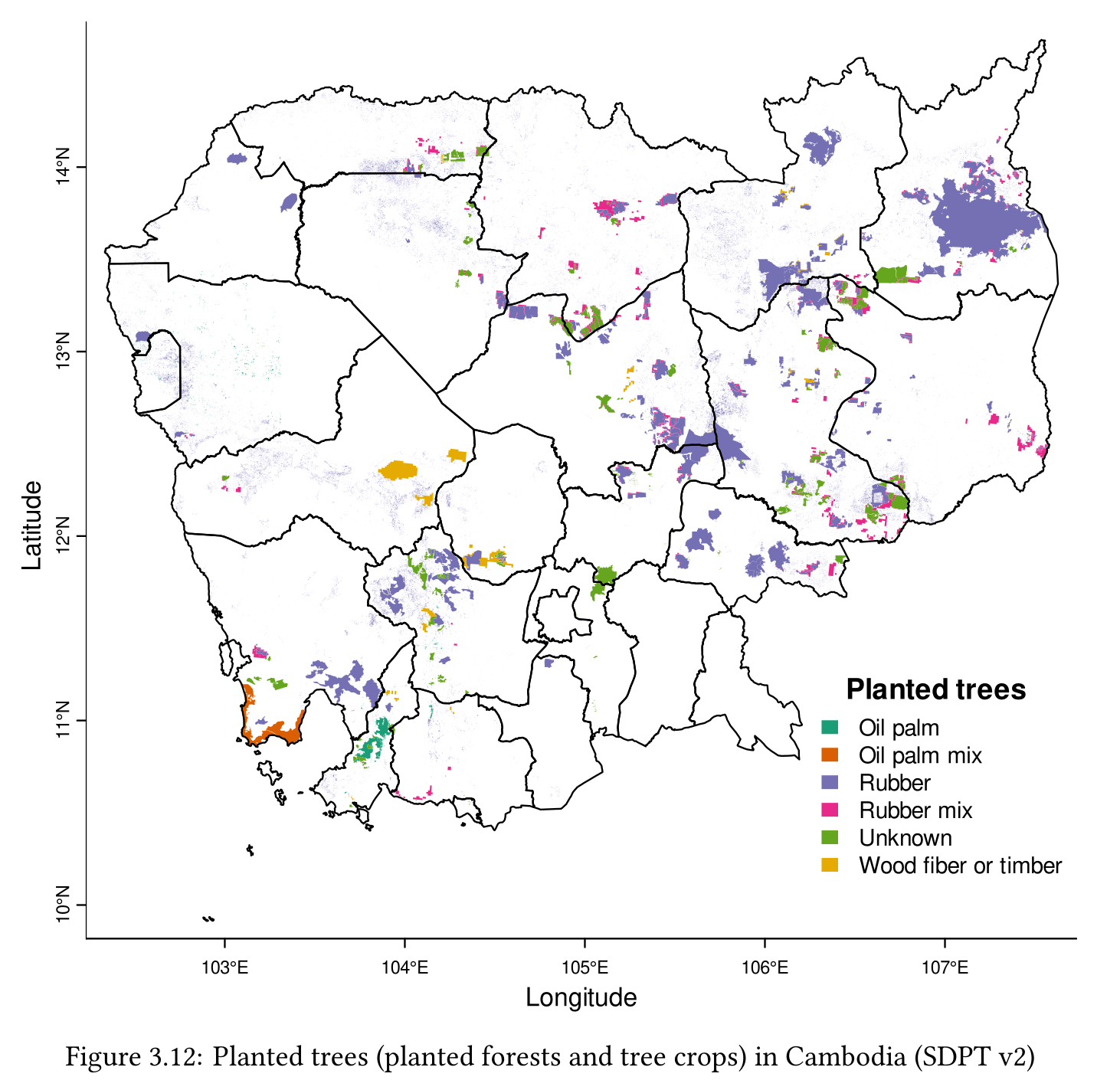 Open Geospatial Data for Sustainability:Exploring and visualising with R: Forests: Planted trees (planted forests and tree crops) in Cambodia (SDPT v2)